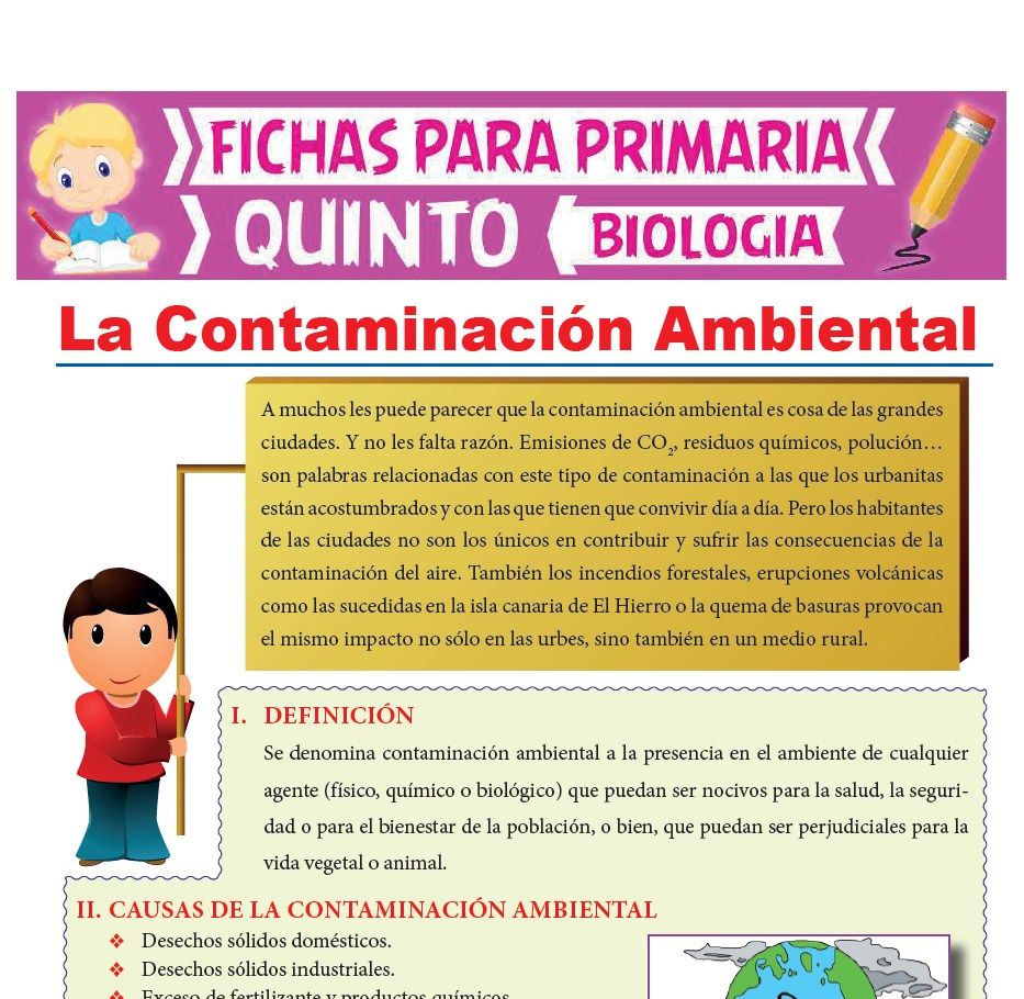 Ficha de La Contaminación Ambiental para Quinto Grado de Primaria