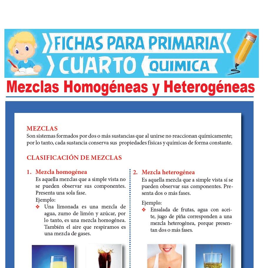 Mezclas Homogéneas Y Heterogéneas Para Cuarto Grado De Primaria 5637