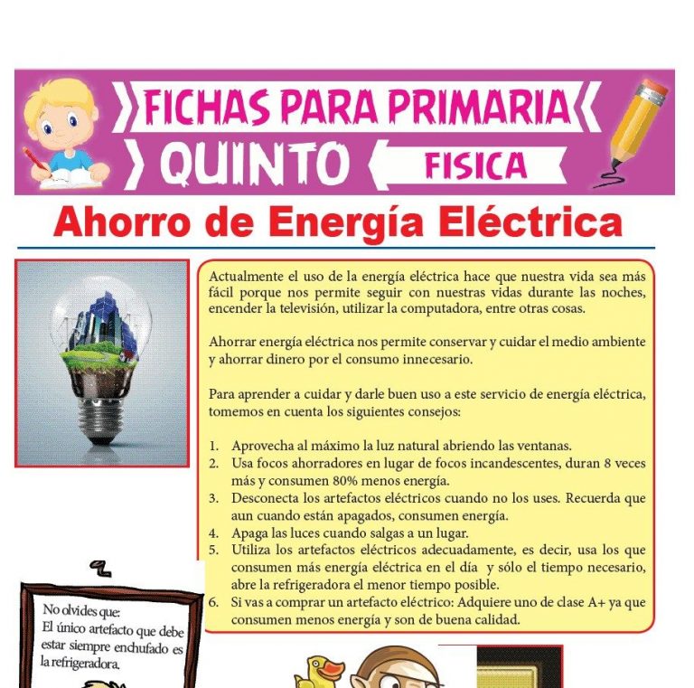 Ahorro de Energía Eléctrica para Quinto de Primaria