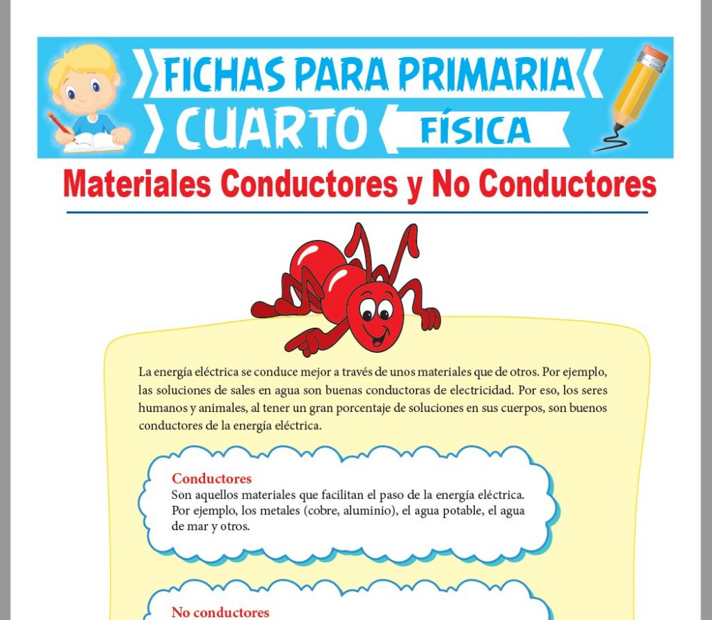 Ficha de Materiales Conductores y No Conductores para Cuarto Grado de Primaria