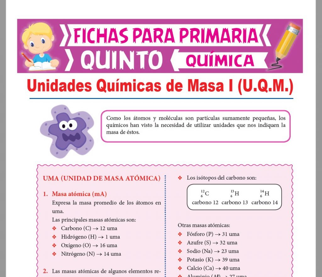 Ficha de Que es la Masa Atómica para Quinto Grado de Primaria