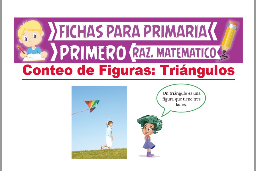 Ficha de Conteo de Triángulos para Niños para Primer Grado de Primaria