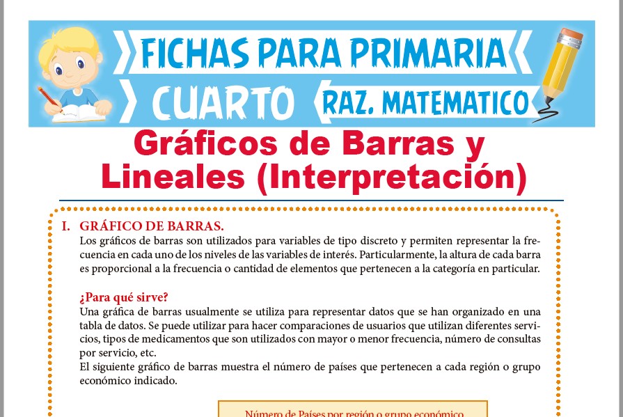 Ficha de Interpretación de Gráficos de Barras y Lineales para Cuarto de Primaria