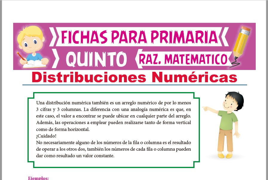Ficha de Práctica de Distribuciones Numéricas para Quinto Grado de Primaria