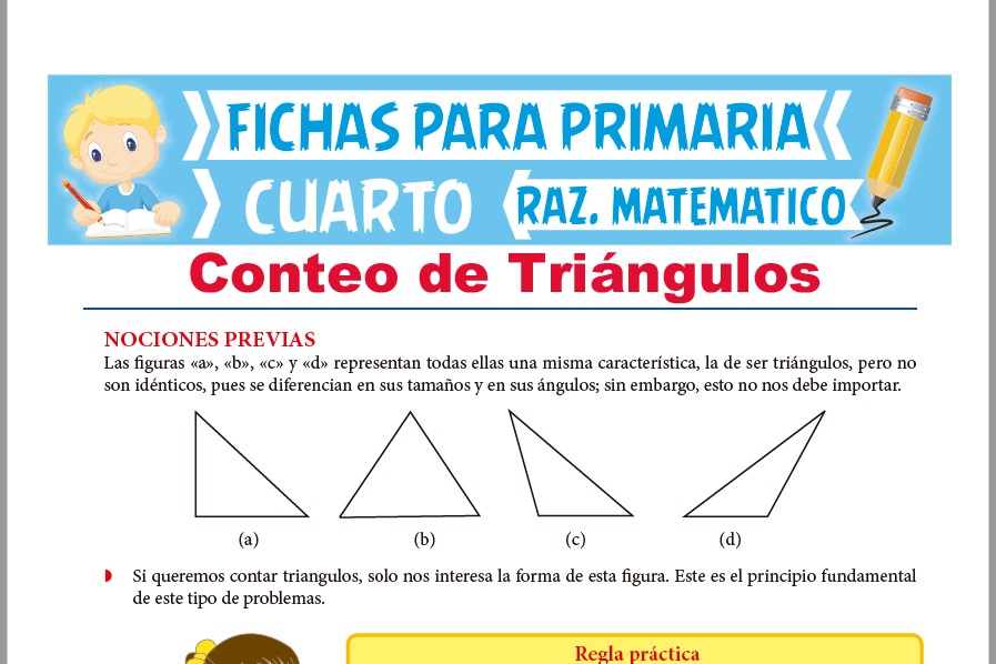 Ficha de Regla Práctica de Conteo de Triángulos para Cuarto de Primaria