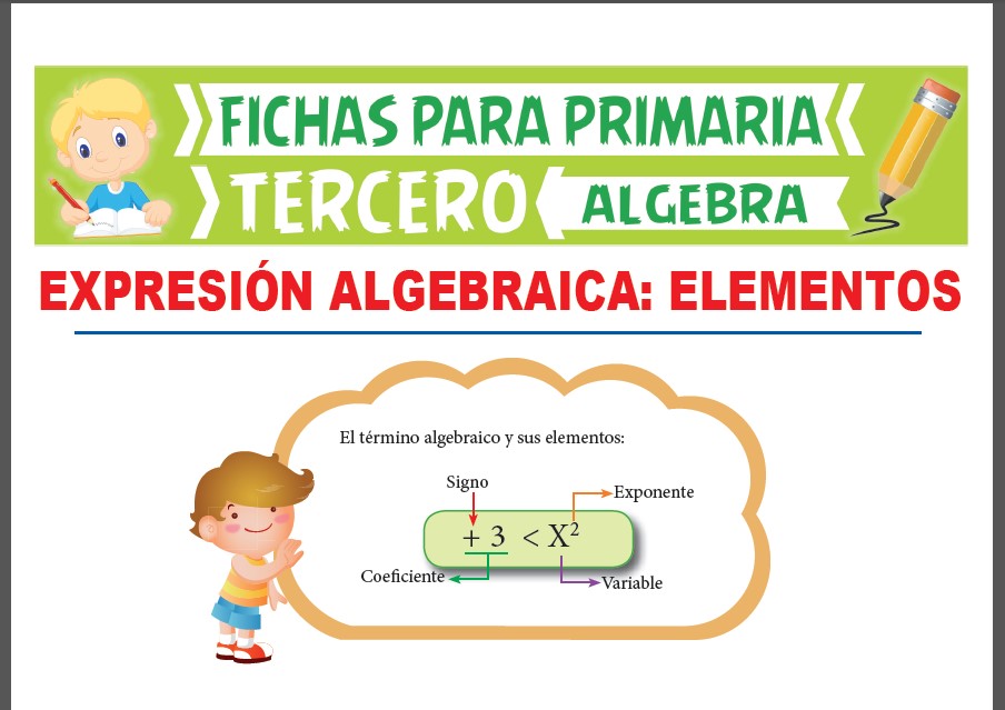 Ficha de Elementos de una Expresión Algebraica para Tercer Grado de Primaria
