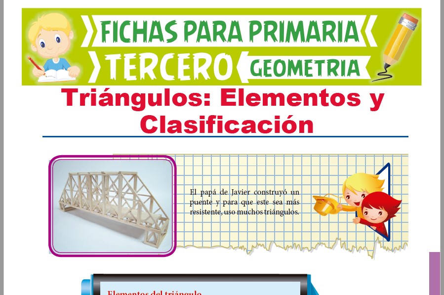 Ficha de Elementos y Clasificación de Triángulos para Tercer Grado de Primaria