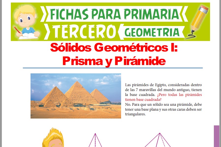 Ficha de Pirámide y Prisma para Tercer Grado de Primaria
