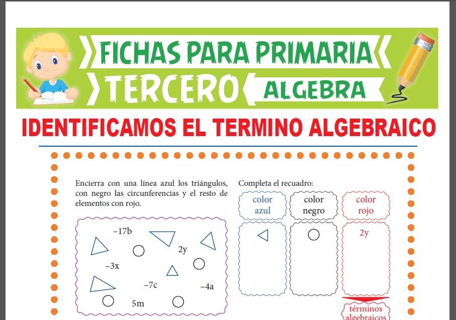 Ficha de Reconocemos el Término Algebraico para Tercer Grado de Primaria