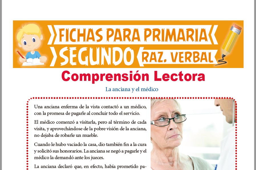 Ficha de Lectura La Anciana y el Médico para Segundo Grado de Primaria