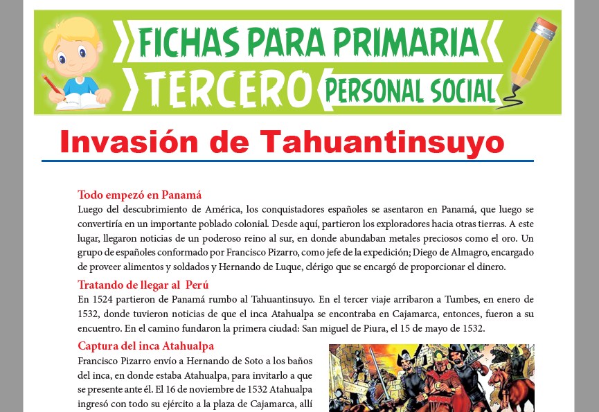 Ficha de Invasión del Tahuantinsuyo para Tercer Grado de Primaria