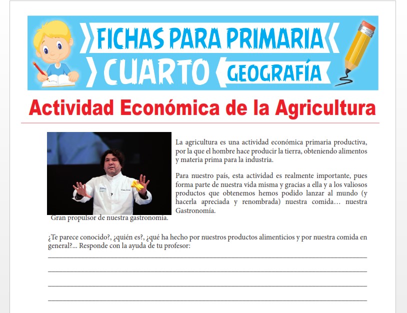 Ficha de Actividad Económica de la Agricultura para Cuarto Grado de Primar