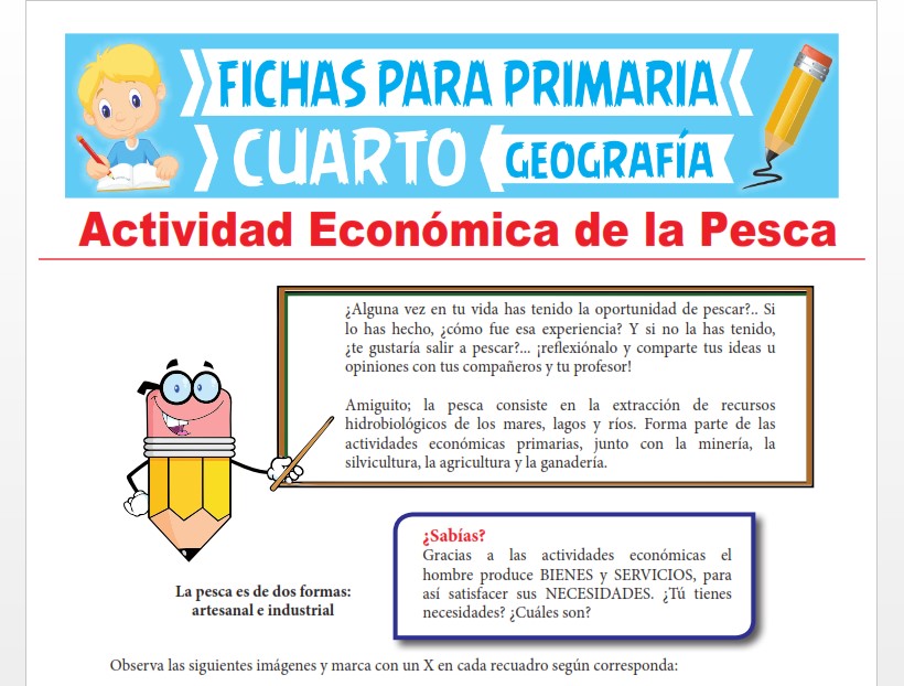 Ficha de Actividad Económica de la Pesca para Cuarto Grado de Primaria