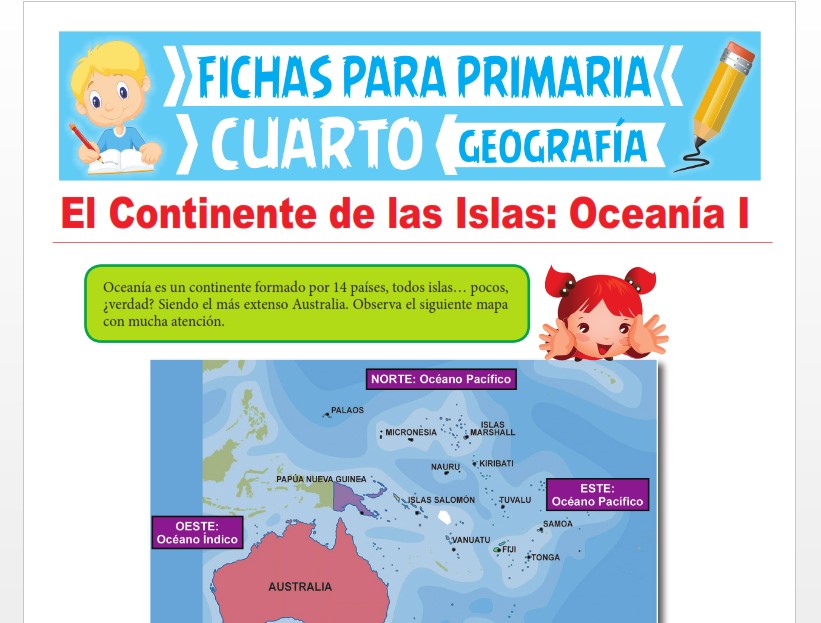 Ficha de El Continente de Oceanía para Cuarto Grado de Primaria