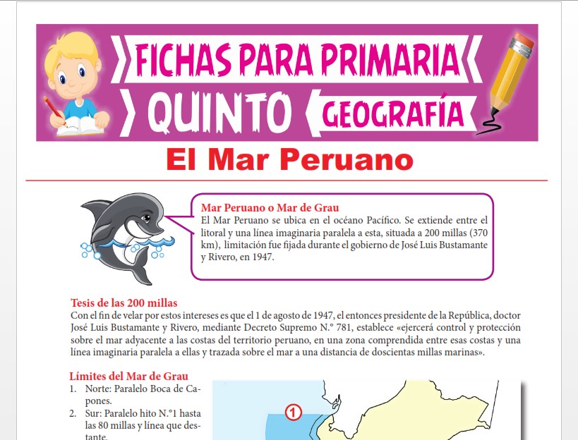 Ficha de El Mar Peruano para Quinto Grado de Primaria