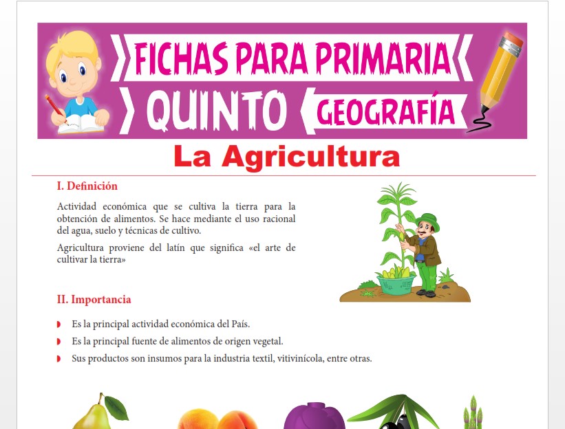 Ficha de La Agricultura para Quinto Grado de Primaria