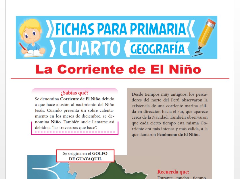 Ficha de La Corriente de El Niño para Cuarto Grado de Primaria