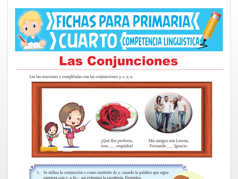 Ficha de Las Conjunciones para Cuarto Grado de Primaria