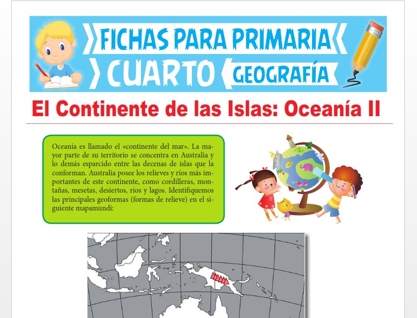 Ficha de Países de Oceanía para Cuarto Grado de Primaria