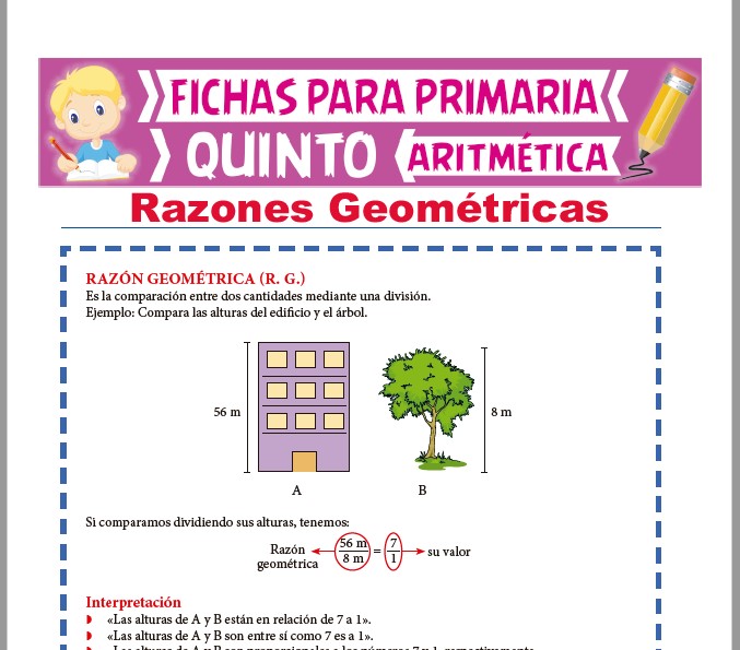 Ficha de Razones Geométricas para Quinto Grado de Primaria