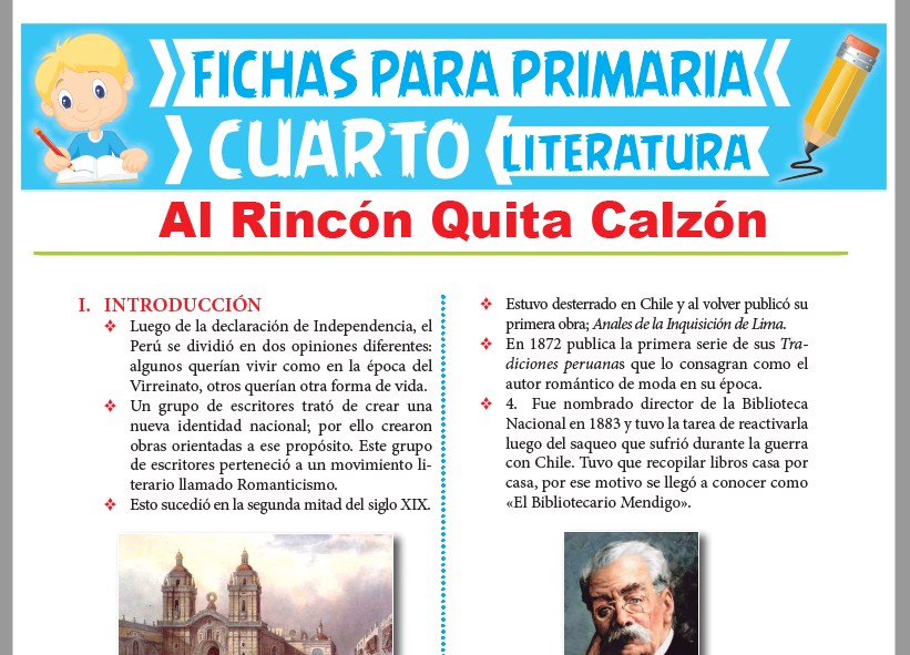 Ficha de Al Rincón Quita Calzón para Cuarto Grado de Primaria