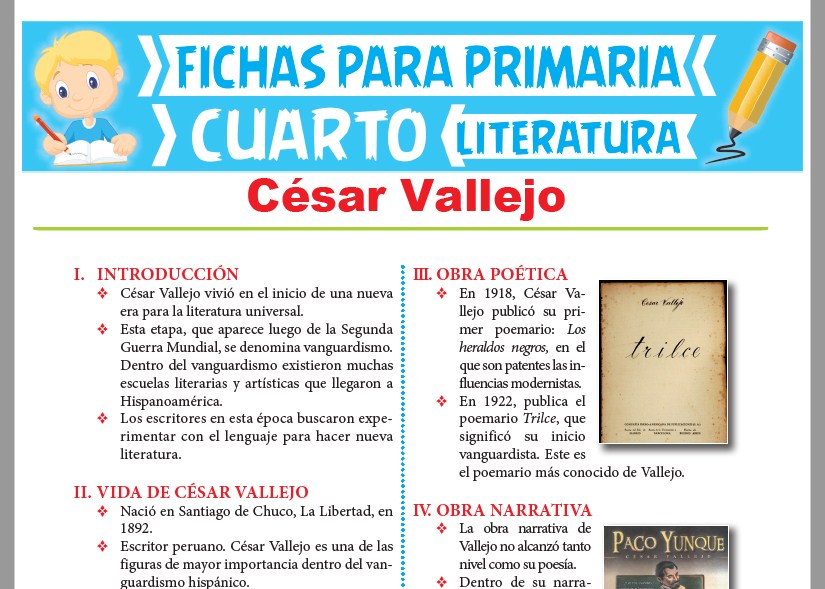 Ficha de César Vallejo para Cuarto Grado de Primaria
