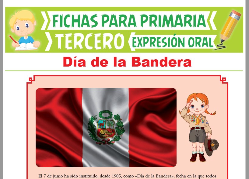 Ficha de Día de la Bandera para Tercer Grado de Primaria