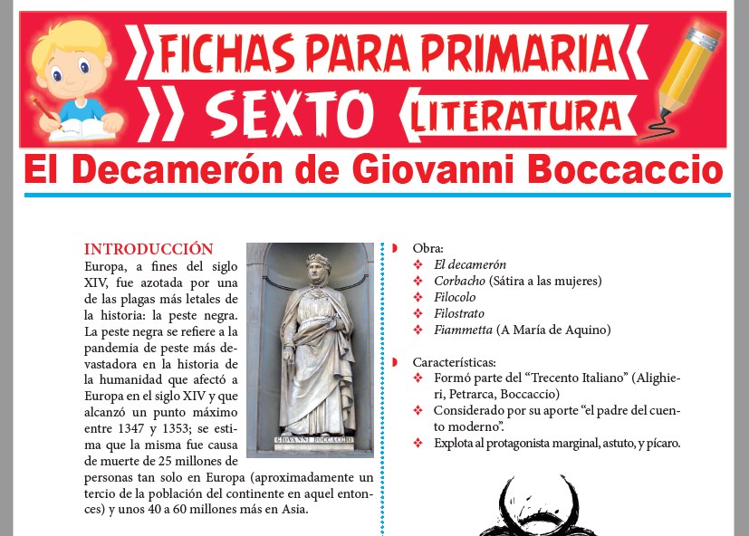 Ficha de El Decamerón de Giovanni Boccaccio para Sexto Grado de Primaria