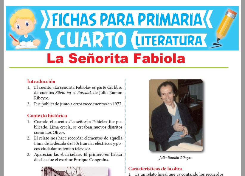 Ficha de La Señorita Fabiola para Cuarto Grado de Primaria