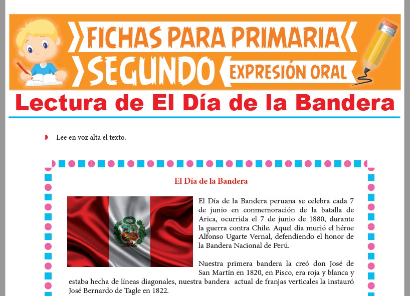 Ficha de Lectura de El Día de la Bandera para Segundo Grado de Primaria