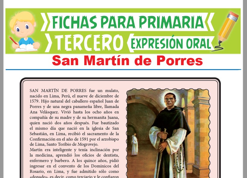 Ficha de San Martín de Porres para Tercer Grado de Primaria